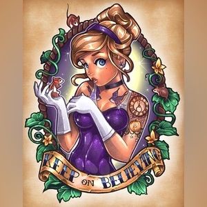 Tattoo Cinderella DIY 5D Full Round Drill Diamond Painting